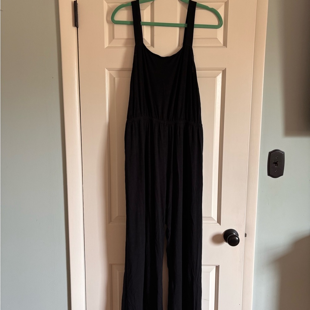 Market & Spruce Black Wide-Leg Jumpsuit with Adjustable Straps